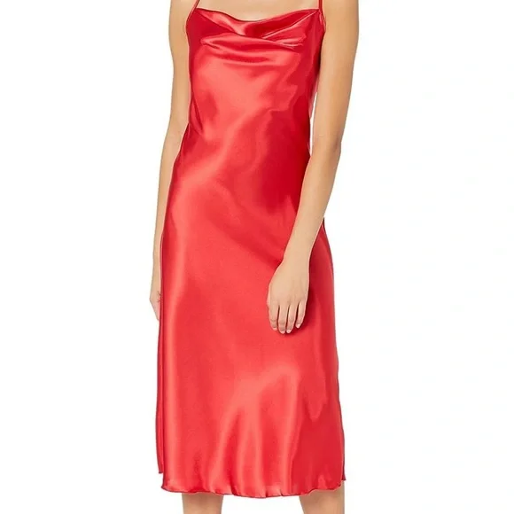 open lace back dress Satin Cowl Neck Slip Mini Dress in Berry